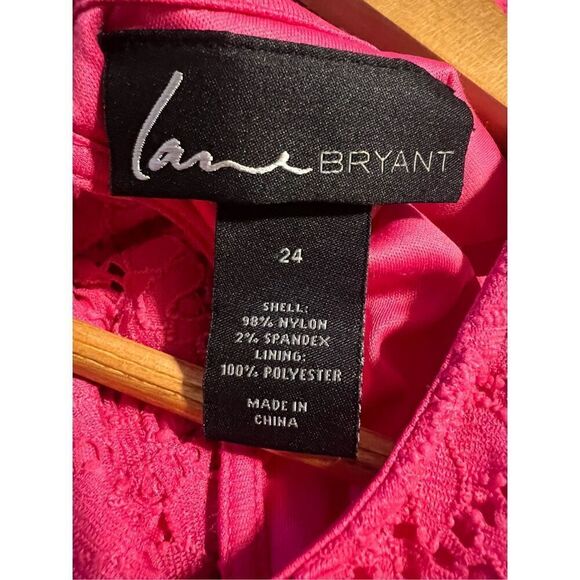 Lane Bryant Plus Size 24 Fit & Flare Lace Dress Pink Sleeveless Preppy Summer - Picture 6 of 6